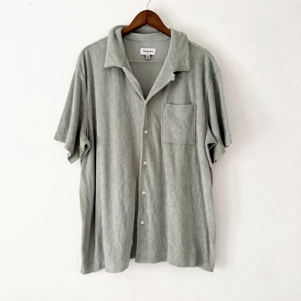 Goodfellow Co Mens XL Terry Cloth Shirt Coastal Grandpa Aesthetic Polo Resort